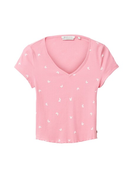 cropped rib tee - 31707/pink butterfly print