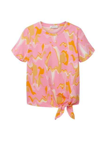 printed knot t-shirt - 31704/abstract pink print