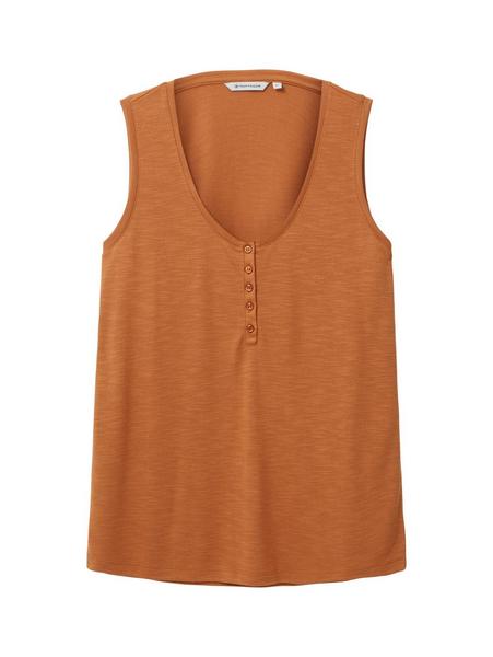 T-shirt top henley - 31650/terracotta brown