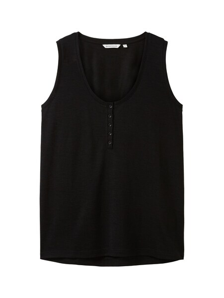 T-shirt top henley - 14482/deep black