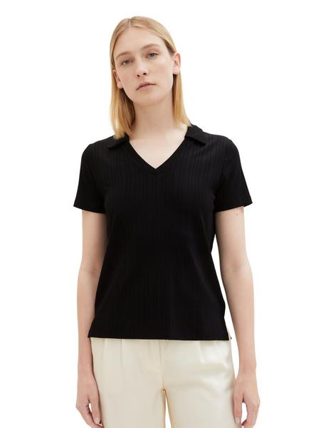 T-shirt rib polo collar - 14482/deep black