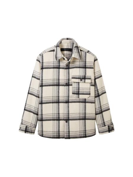 cosy shirt jacket - 32683/creme grey black check