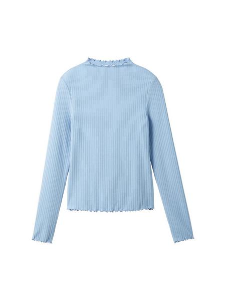 rib T-shirt with frill edge - 11139/Soft Charming