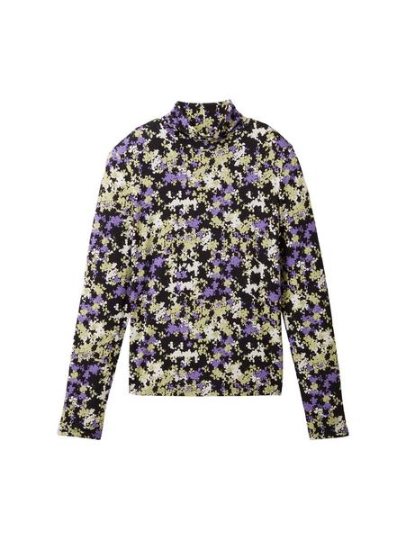turtelneck T-Shirt - 32418/lilac green flower prin