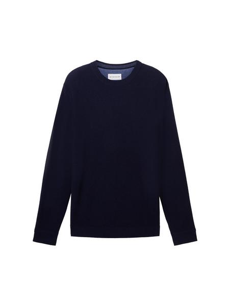 structured crewneck knit - 13160/Knitted Navy Mela
