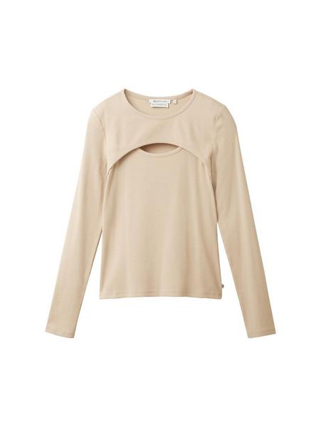 2in1 rib T-Shirt - 31700/dusty sand beige