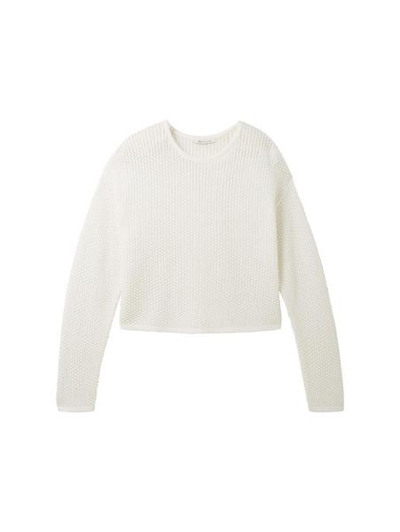 structured cotton pullover - 10348/Gardenia White