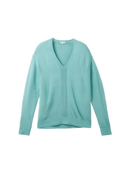 Knit rib v-neck - 10426/Summer Teal