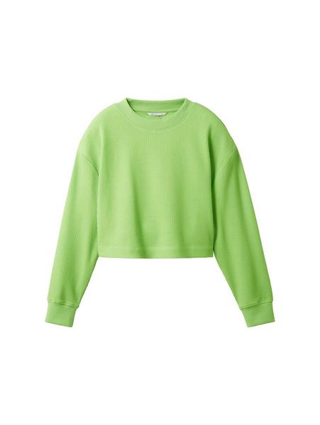 Cropped structured crew neck - 12318/liquid lime g