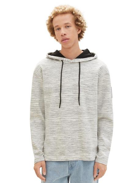 relaxed hooded longsleeve - 28627/creme black spac