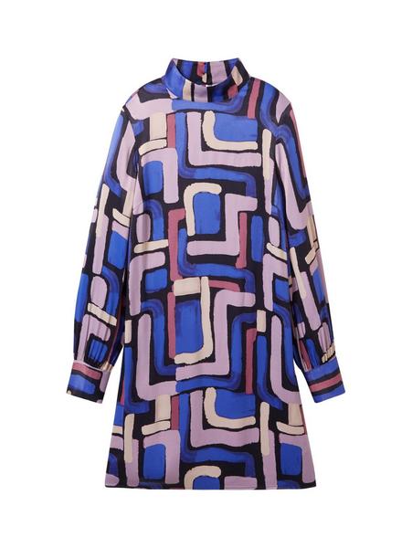 dress with stand up collar - 33970/black abstract