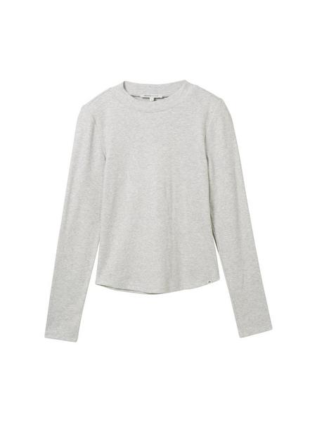 coated lurex rib T-Shirt - 32510/basic light grey