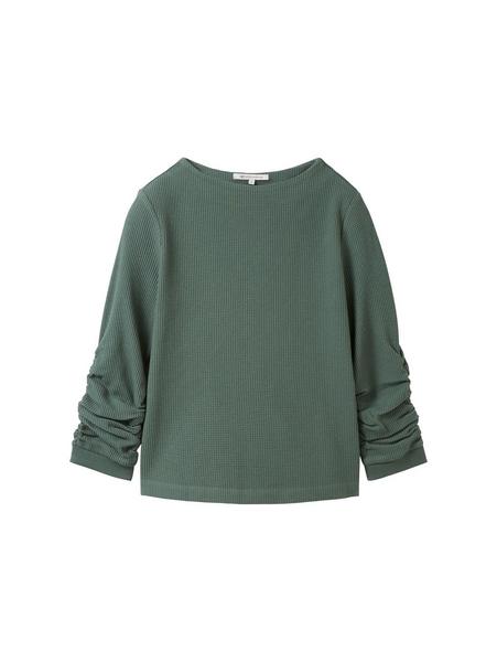 Basic sweater with gathering - 19643/green dust