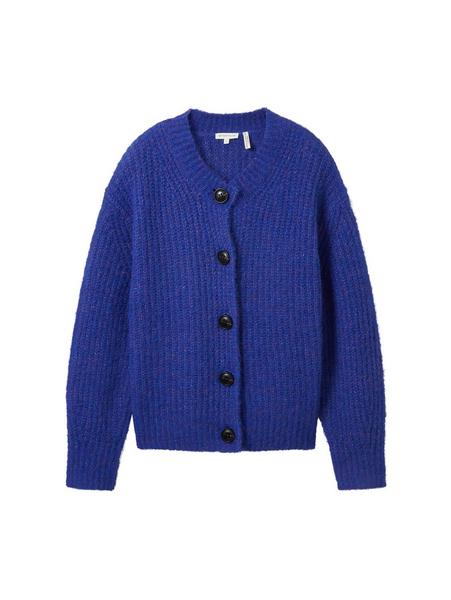 Knit crew-neck cardigan - 33965/crest blue melange