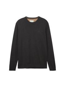 basic crewneck knit - 10617/Black Grey Melange