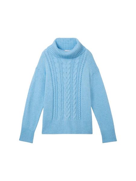 Knit pullover cable turtleneck - 12391/Clear Light