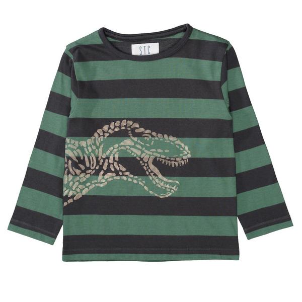 Kn.-Shirt, Streifen - 519/GREEN-STR.