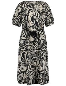 KLEID GEWEBE - 09018/ECRU/WEISS/SCHWARZ DRUCK