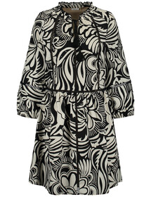 KLEID GEWEBE - 09018/ECRU/WEISS/SCHWARZ DRUCK