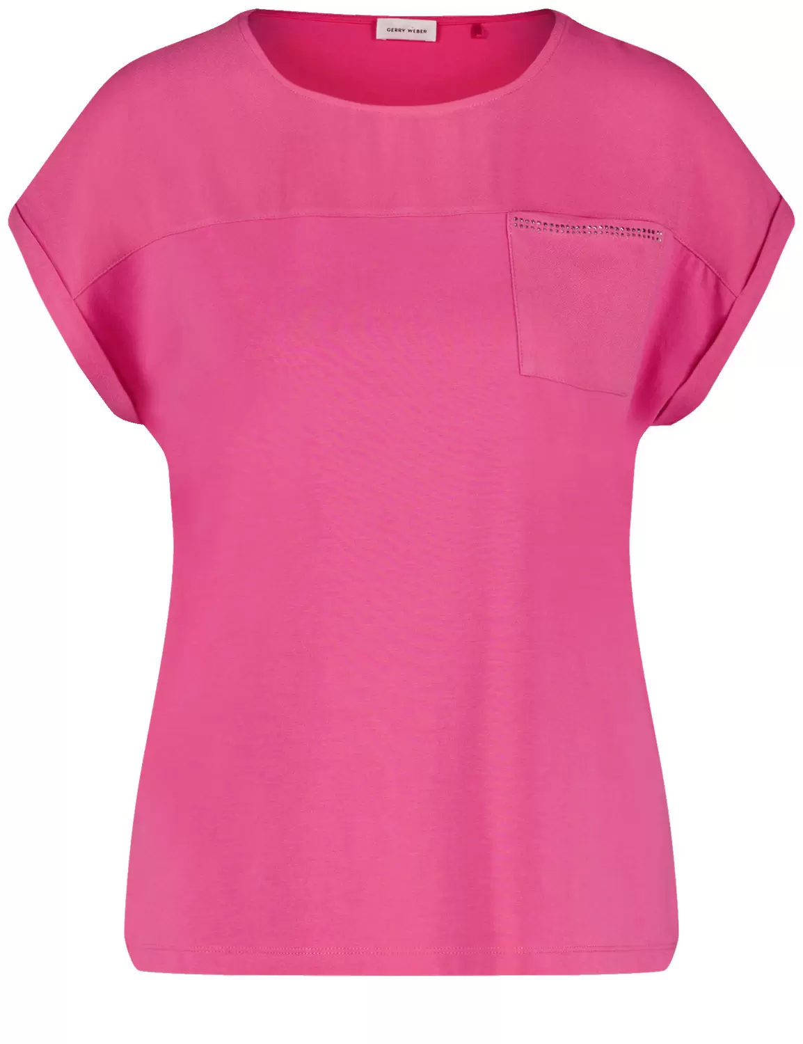Kurzarmshirt mit Material-Patch und Ziersteinchen