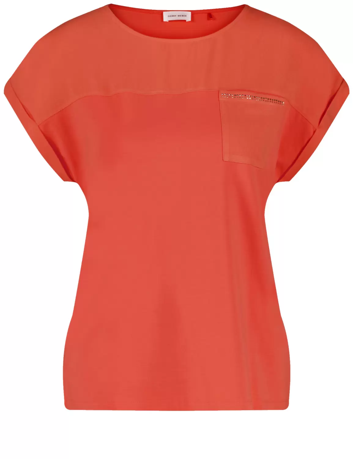 Kurzarmshirt mit Material-Patch und Ziersteinchen