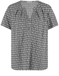 BLUSE 1/2 ARM - 01012/BLACK/OFFWHITE MINI ORNAM