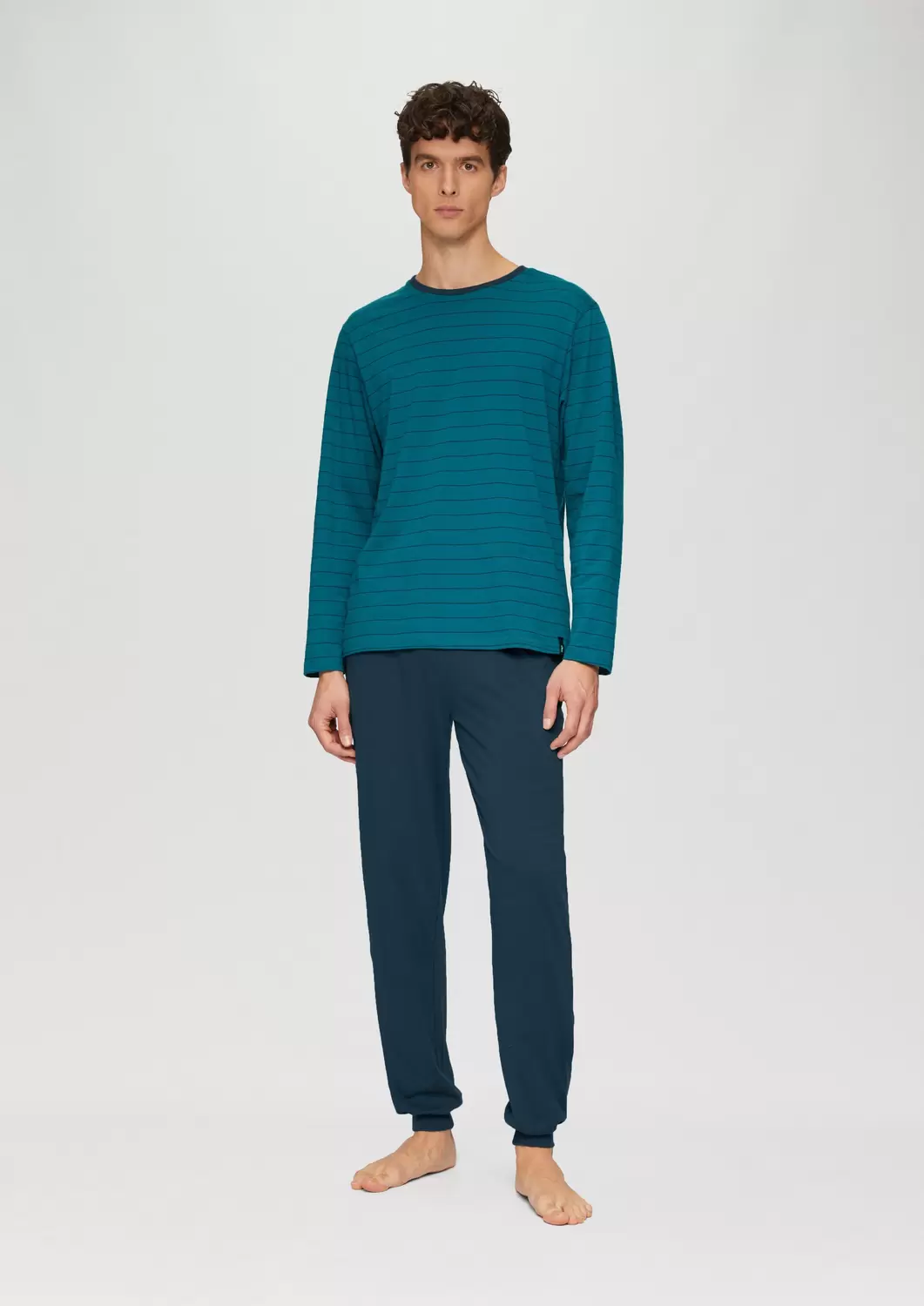 s.Oliver Streifen Pyjama lg 1x - 5824/petrol/navy