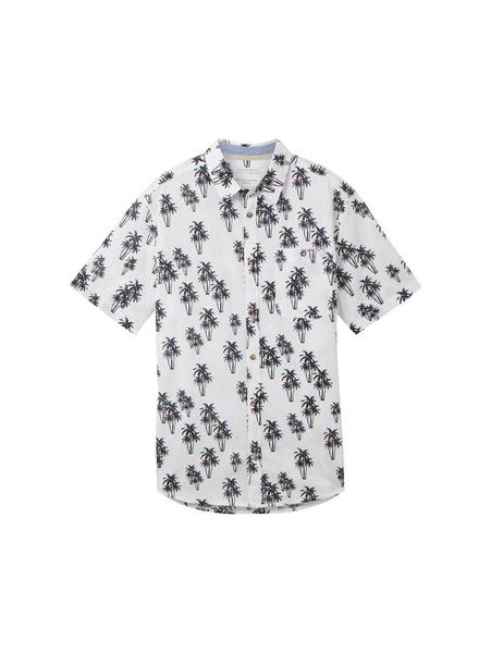 printed cotton linen shirt - 35061/white multi pal