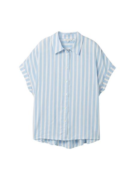 striped short sleeve blouse - 35221/offwhite blue