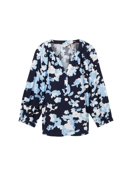 feminine print blouse - 34757/blue cut floral desi