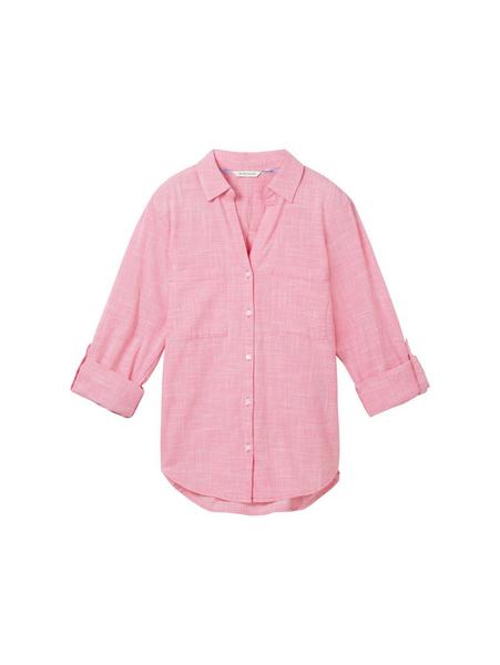 blouse with slub structure - 15799/carmine pink