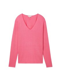 sweater basic v-neck - 15799/carmine pink