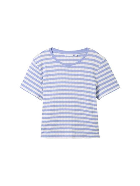 pointelle T-Shirt - 35332/mid blue white stripe