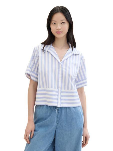 striped boxy resort shirt - 35329/mid blue white s