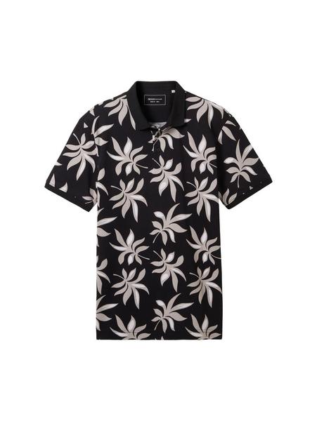 allover print polo - 35495/black summer leaf print