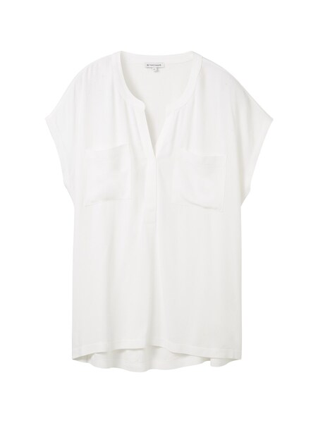 T-shirt fabric mix blouse - 10315/Whisper White