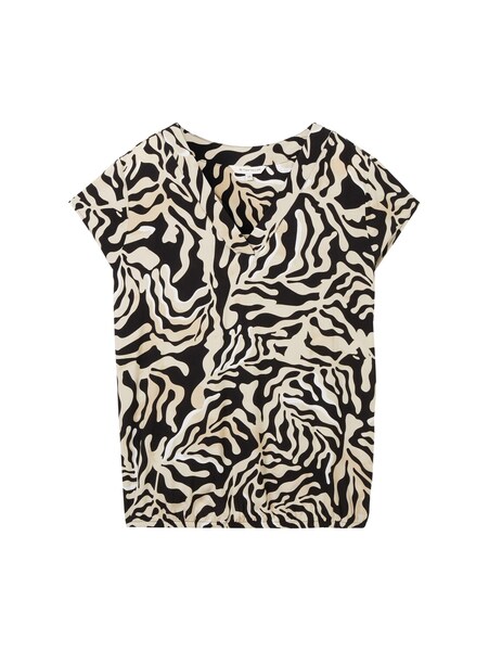 shortsleeve V-neck blouse - 35305/black cut palmtr