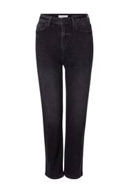 Vintage straight black rhinestone denim Ökotex 100