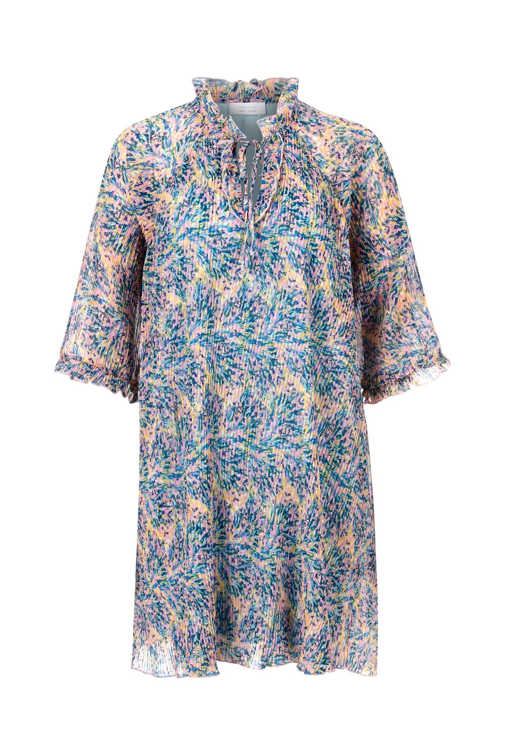 Printed plissee dress