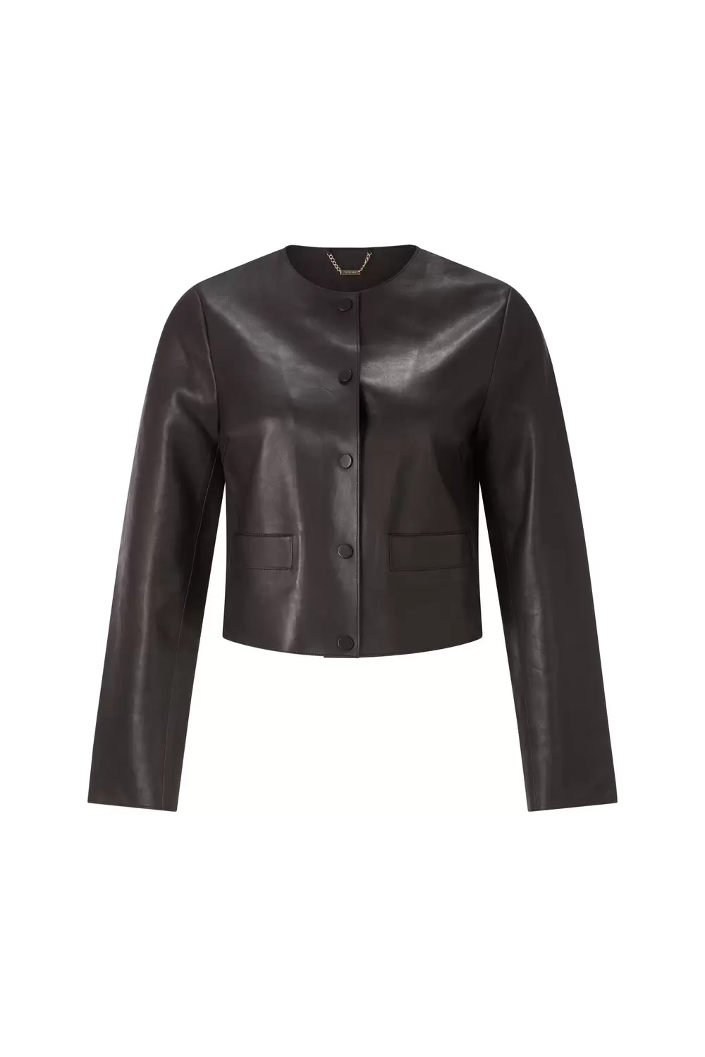 Short boxy leather jacket bonded