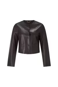 Short boxy leather jacket bonded