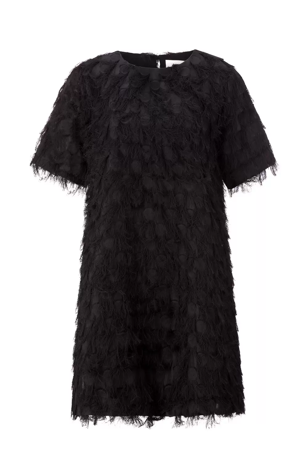 Schwarzes Minikleid mit Fransen