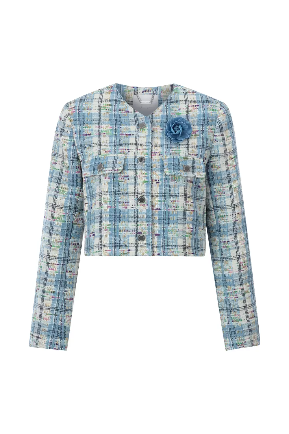 Cropped Bouclé check jacket