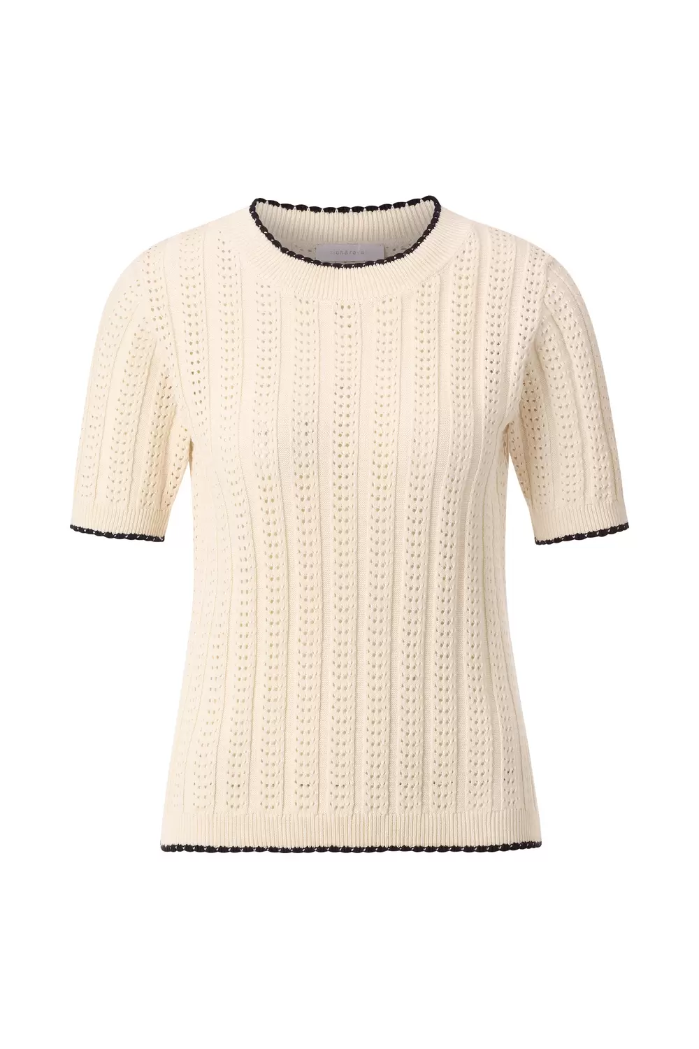 Ajour Crew-neck with contrast edge