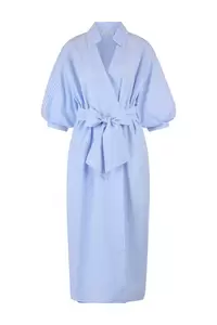cotton midi dress with puff sleeves