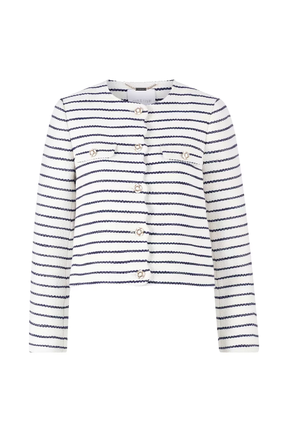 Boxy jacket with scalloped edges
