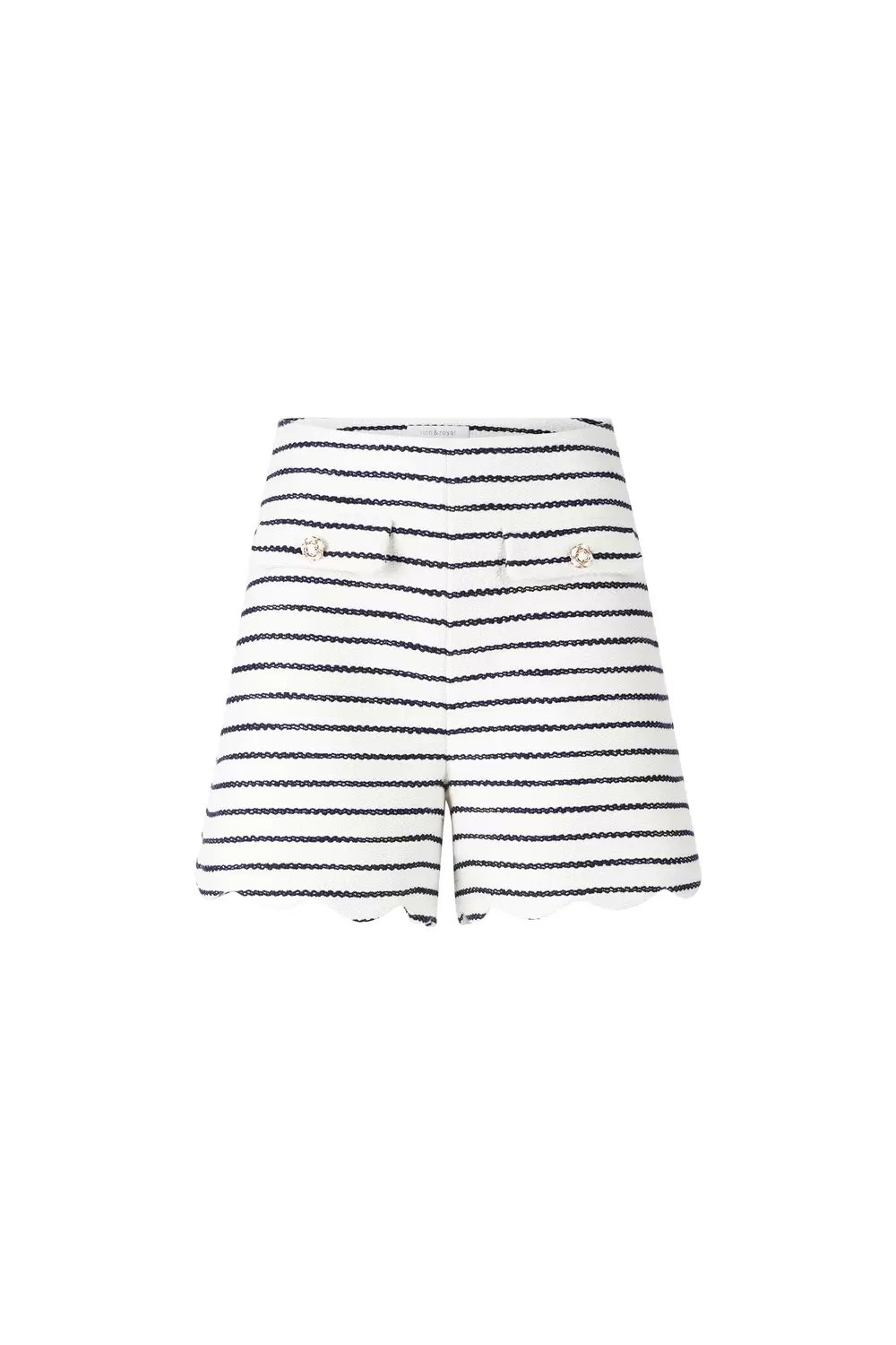 Striped Scallop Edge Shorts