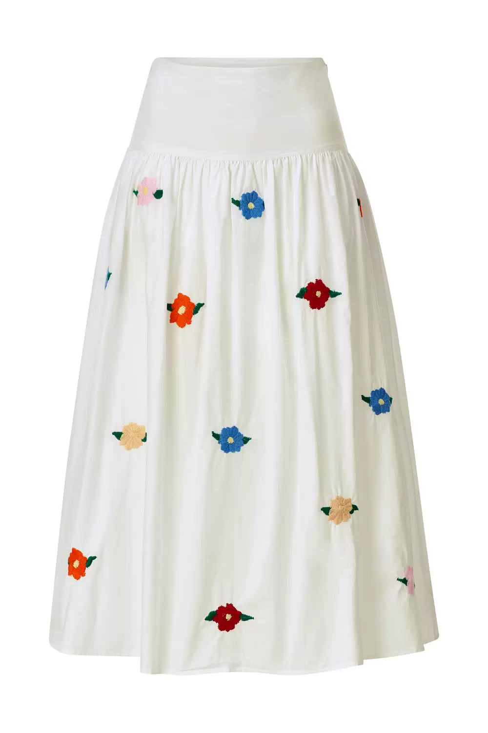 Embroidery Cotton Midi Skirt with Y female