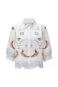 Embroidery Linen Mix Blouse
