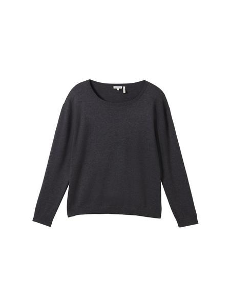 knit basic crew neck pullover - 30281/evident anth